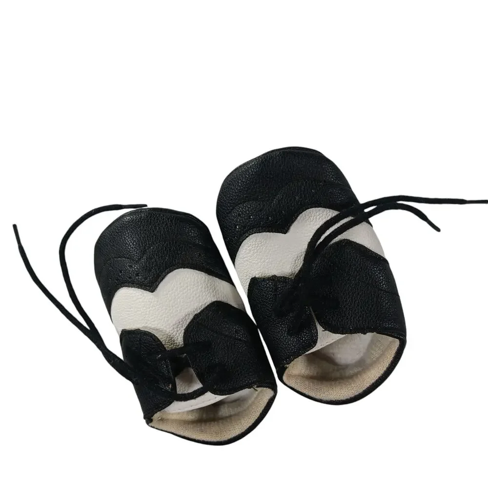 Baby Tuxedo Shoes 12 to 18 Months Black and White Lace Up